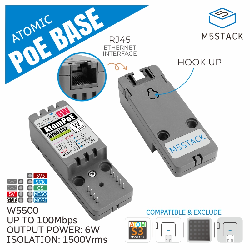 M5Stack - Oficjalna baza ATOMIC PoE M5Stack W5500