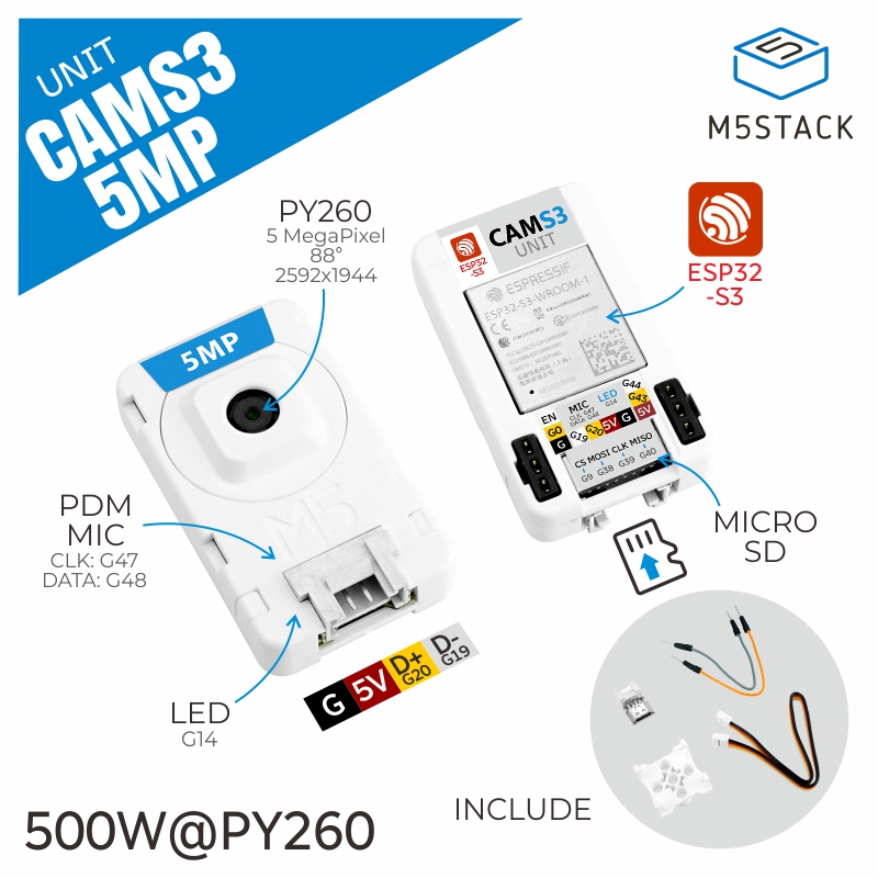 M5Stack Core2 - Oficjalna kamera Wi-Fi M5Stack CamS3 5